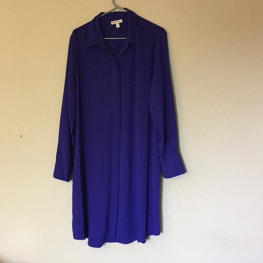 Royal Navy Blue Button down dress long sleeve